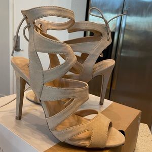 Cream/Tan Strappy Heels Call it Spring